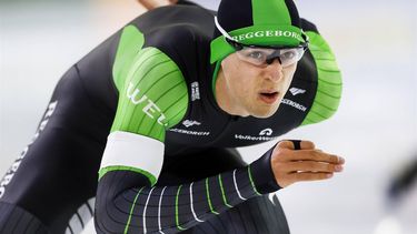 HEERENVEEN - Jenning de Boo in actie op de 500 meter tijdens de eerste dag van het Nederlandse kampioenschap sprint schaatsen in Thialf. ANP VINCENT JANNINK
