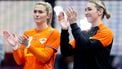 ROTTERDAM -  Estavana Polman (NED)(links) en Lois Abbingh (NED) na afloop van de troostfinale tussen Nederland en Frankrijk  op het WK handbal in Ahoy Rotterdam. ANP IRIS VAN DEN BROEK