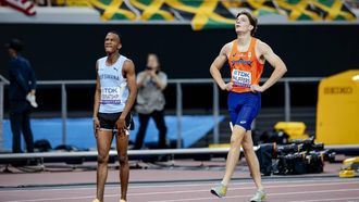 TOKIO -  Jonas Phijffers op het onderdeel 400 meter tijdens de WK atletiek in het Japan National Stadium. ANP ROBIN VAN LONKHUIJSEN