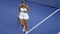 Belarus's Aryna Sabalenka reacts after a point against Spain's Cristina Bucsa during their women's singles round of 16 tennis match on day eight of the US Open tennis tournament at the USTA Billie Jean King National Tennis Center in New York City, on August 31, 2025. 
CHARLY TRIBALLEAU / AFP