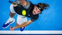 2023-10-19 02:00:00 Greece's Stefanos Tsitsipas serves during the Antwerp ATP tennis tournament second round match against Netherlands' Botic van de Zandschulp in Antwerp, on October 19, 2023.  
JASPER JACOBS / Belga / AFP