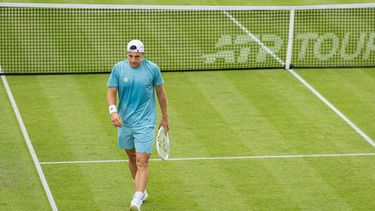 DEN BOSCH - Tallon Griekspoor tijdens de ATP-enkelspelwedstrijd tegen Zhizhen Zhang (CHN) op het Libéma Open 2026. Het gecombineerde ATP/WTA-toernooi wordt gehouden op het evenemententerrein van het voormalige autothemapark Autotron. IRIS VAN DEN BROEK / ANP