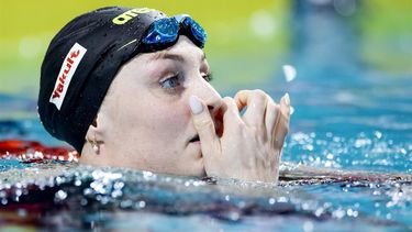 EINDHOVEN - Marrit Steenbergen na afloop van de finale 50 vrij. De Nederlandse zwemmers konden tijdens de Eindhoven Qualification Meet een startbewijs voor de Olympische Spelen afdwingen. ANP KOEN VAN WEEL