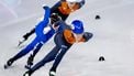 MILAAN - Xandra Velzeboer en Selma Poutsma tijdens de halve finales voor de 500 meter bij het shorttrack schaatsen in de Milano Ice Skating Area op de Olympische Winterspelen van Milaan. SEM VAN DER WAL / ANP
