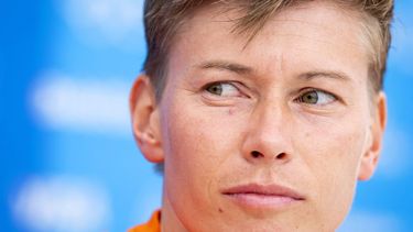 PARIJS - Demi Schuurs tijdens een persconferentie in het olympisch dorp van Parijs voorafgaand aan het begin van de Spelen. ANP REMKO DE WAAL