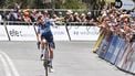 AG Insurance - Soudal rider Sarah Gigante from Australia reacts as she wins the third stage of the Tour Down Under cycling race in Adelaide on January 14, 2024. 
Brenton EDWARDS / AFP