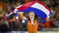 HEERENVEEN - Marijke Groenewoud juicht na het winnen van de 3000 meter vrouwen op het EK afstanden schaatsen in het Thialf stadion. ANP VINCENT JANNINK