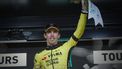 French rider of team Visma Lease A Bike Christophe Laporte celebrates on the podium after he won the 118th edition of the 213,9 km Paris-Tours one day cycling race, in Tours, central France on October 6, 2024. 
GUILLAUME SOUVANT / AFP