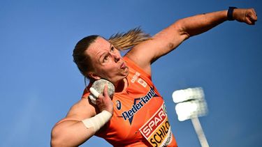 Netherlands' Jessica Schilder competes in the women's shot put final during the European Athletics Championships at Alexander Stadium in Birmingham on August 10, 2026. 
Ben STANSALL / AFP