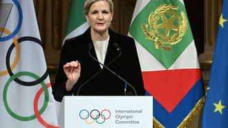IOC President Kirsty Coventry delivers a speech during the opening ceremony of the 145th IOC Session at La Scala Theatre in Milan on February 2, 2026. 
PIERO CRUCIATTI / AFP