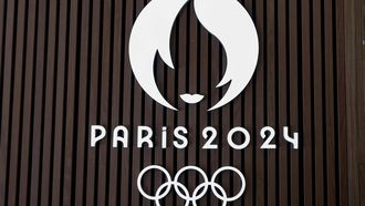 This photograph taken on August 14, 2023, shows a Paris 2024 Olympic Games logo at the headquarters of the Paris 2024 Organising committee (COJO) in Saint-Denis, northern Paris. 
BERTRAND GUAY / AFP