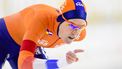 HEERENVEEN - Ireen Wust (NED) in actie op de 1500 meter, de laatste wedstrijd bij haar afscheid, tijdens de wereldbekerfinale schaatsen in Thialf op 12 maart 2022 in Heerenveen, Nederland. ANP OLAF KRAAK