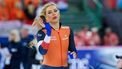 epa11964632 Jutta Leerdam of Netherlands competes in the 500m Women at the ISU Speed Skating Single Distances World Championships in Hamar, Norway, 14 March 2025.  EPA/Geir Olsen  NORWAY OUT