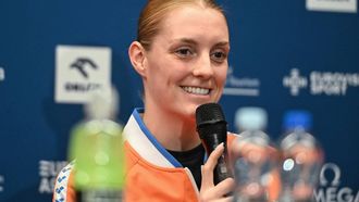 epa12562101 Dutch swimmer Marrit Steenbergen attends a press conferenence before the European Short Course Swimming Championships in Lublin, Poland, 01 December 2025. The competition will take place from 2-7 December 2025 in Lublin.  EPA/WOJTEK JARGILO POLAND OUT