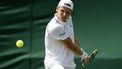 epa12208477 Jesper de Jong of the Netherlands in action during the Men's 1st round match against Christopher Eubanks of the US at the Wimbledon Championships, Wimbledon, Britain, 01 July 2025.  EPA/TOLGA AKMEN  EDITORIAL USE ONLY