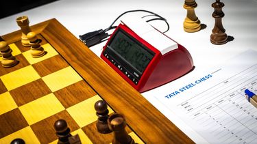 DEN HAAG - Speeltafel tijdens het Tata Steel Masters schaaktoernooi. De negende speelronde van het schaaktoernooi speelde zich af in het AFAS Circustheater. Normaal is Dorpshuis de Moriaan in Wijk aan Zee het strijdtoneel voor de grootmeesters. ANP KJELL HOEXUM