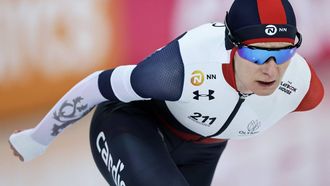 epa11961748 Martina Sablíkova from the Czech Republic competes in the women's 3000 meters during the ISU Speed Skating Singles Distance World Championships in Hamar, Norway, 13 March 2025.  EPA/Geir Olsen  NORWAY OUT