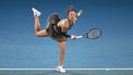 epa11819345 Qinwen Zheng of China in action against Anca Todoni of Romania during a Women's round 1 match during the 2025 Australian Open at Melbourne Park in Melbourne, Australia, 12 January 2025.  EPA/LUKAS COCH AUSTRALIA AND NEW ZEALAND OUT