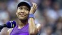 Japan's Naomi Osaka speaks on the court after defeating Czech Republic's Karolina Muchova after Osaka won their women's singles quarterfinal tennis match on day eleven of the US Open tennis tournament at the USTA Billie Jean King National Tennis Center in New York City on September 3, 2025. 
CHARLY TRIBALLEAU / AFP