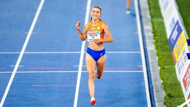 ROME - Diane van Es in actie tijdens de finale 10000 meter vrouwen op de vijfde dag van de Europese kampioenschappen atletiek. ANP IRIS VAN DEN BROEK