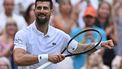 Serbia's Novak Djokovic celebrates after victory over Serbia's Miomir Kecmanovic at the end of their men's singles third round tennis match on the sixth day of the 2025 Wimbledon Championships at The All England Lawn Tennis and Croquet Club in Wimbledon, southwest London, on July 5, 2025. 
Glyn KIRK / AFP