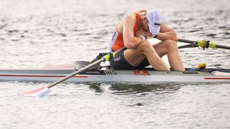 SHANGHAI -  Simon van Dorp in actie tijdens de finale mannen skiff op de WK roeien in Shanghai. ANP IRIS VAN DEN BROEK