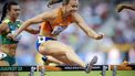 BOEDAPEST - Nadine Visser in actie op de 100 meter horden tijdens de vierde dag van de wereldkampioenschappen atletiek. ANP ROBIN VAN LONKHUIJSEN