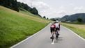 epa12178972 A breakaway group in action during the second stage of the Tour de Suisse cycling race over 177km from Aarau to Schwarzsee, Switzerland, 16 June 2025.  EPA/GIAN EHRENZELLER