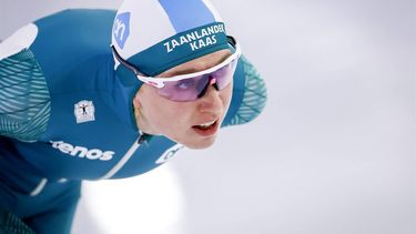 HEERENVEEN - Merel Conijn in actie op de 5.000 meter voor vrouwen tijdens de slotdag van het NK afstanden in Thialf. Voor de Nederlandse rijders en rijdsters is dit toernooi een belangrijke tussenstop onderweg naar het WK afstanden in Hamar. ANP SEM VAN DER WAL