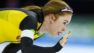 HEERENVEEN - Antoinette Rijpma - de Jong reageert na de 1500 meter tijdens de slotdag van het NK Allround schaatsen in het Thialf stadion in Heerenveen. ANP VINCENT JANNINK