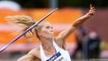 2023-07-30 13:33:27 BREDA - Nadine Broersen tijdens het speerwerpen op de meerkamp op de derde dag van het NK atletiek op de baan van AV Sprint. ANP IRIS VAN DEN BROEK