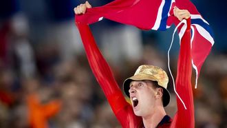 HEERENVEEN - Sander Eitrem (NOR) in actie op de 10000 meter allround mannen tijdens de laatste dag van de WK allround en sprint in ijsstadion Thialf. SEM VAN DER WAL / ANP