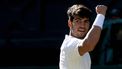 epa12225084 Carlos Alcaraz of Spain reacts during the Men's quarterfinal match against Cameron Norrie of Britain at the Wimbledon Championships, Wimbledon, Britain, 08 July 2025.  EPA/NEIL HALL  EDITORIAL USE ONLY
