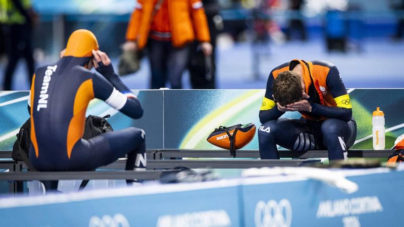 MILAAN - Chris Huizinga na afloop van de finale ploegenachtervolging mannen bij het langebaanschaatsen in het Milano Speed Skating Stadium op de Olympische Winterspelen van Milaan. SEM VAN DER WAL / ANP