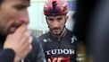 epa12259187 French rider Julian Alaphilippe of Tudor Pro Cycling Team reacts after the 18th stage of the Tour de France cycling race over 171.5km from Vif to Col de la Loze, France, 24 July 2025.  EPA/CHRISTOPHE PETIT TESSON