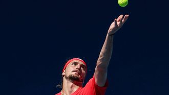Germany's Alexander Zverev serves against USA's Tommy Paul during their men's singles quarterfinal match on day ten of the Australian Open tennis tournament in Melbourne on January 21, 2025. 
Adrian Dennis / AFP
