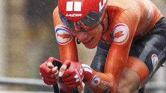 HARROGATE - Nils Eekhoff in actie op de individuele tijdrit voor beloften tijdens de wereldkampioenschappen wielrennen. ANP BAS CZERWINSKI