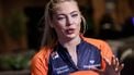 epa11956884 Dutch speed skater Jutta Leerdam during the media meeting with athletes before the ISU Speed Skating Singles Distance World Championships in Hamar, Noway, 11 March 2025. The ISU Speed Skating Singles Distance World Championships run from 13th March until 16th March.  EPA/Geir Olsen  NORWAY OUT