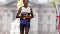 epa12058090 Sifan Hassan of The Netherlands finishes third in the elite women's race of the London Marathon in London, Britain, 27 April 2025. Taking place since 1981, the London Marathon is one of the most popular marathons in the world, with a record-breaking total of more than 56,000 people are expected to take part in the 2025 race.  EPA/TOLGA AKMEN