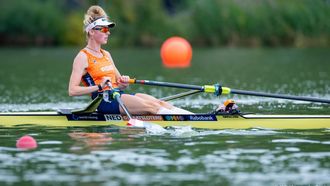 AMSTERDAM - Karolien Florijn in actie tijdens de kwartfinale op het onderdeel skiff op de vijfde dag van de wereldkampioenschappen roeien op de Bosbaan in het Amsterdamse Bos. IRIS VAN DEN BROEK / ANP