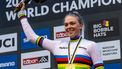 epa11123467 Fem van Empel of the Netherlands celebrates on the podium after winning the Women Elite race at the UCI Cyclo-Cross World Championships in Tabor, Czech Republic, 03 February 2024.  EPA/MARTIN DIVISEK