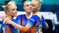 PARIJS - Sanne Wevers, Lieke Wevers en Tisha Volleman tijdens de kwalificaties vrouwen bij het turnen tijdens de Olympische Spelen in Frankrijk. De turners kunnen zich kwalificeren voor de teamfinale en individuele finales. ANP IRIS VAN DEN BROEK