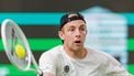 epa11649272 Tallon Griekspoor of Netherlands in action during his Men's Singles round of 32 match against Alexander Zverev of Germany at the Shanghai Masters tennis tournament in Shanghai, China, 08 October 2024.  EPA/ALEX PLAVEVSKI