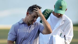epa12884223 Rory McIlroy of Northern Ireland on the 13th green in Round 3 of the 2026 Masters tournament in Augusta, Georgia, USA, 11 April 2026.  EPA/CHRIS TORRES