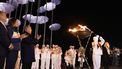epa12563059 Skiing champion and torchbearer Eleni Spyropoulou brings the Olympic Flame and lights the altar during the handover ceremony of the Olympic flame for the Milano Cortina 2026 Winter Olympic Games at Nea Paralia in Thessaloniki, Greece, 01 December 2025.  EPA/ACHILEAS CHIRAS