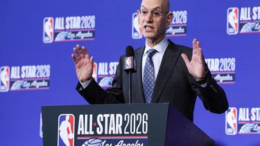 epa12741007 Adam Silver, Commissioner of the National Basketball Association, talks during media day as part of NBA All Star Saturday Night at the Intuit Dome in Los Angeles, California, USA, 14 February 2026. The NBA All Star Game will be played on 15 February 2026.  EPA/CHRIS TORRES