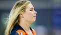 HAMAR - Jutta Leerdam (Nederland) na afloop van de 1000 meter vrouwen op de derde dag van het WK afstanden in het Noorse Hamar. ANP SEM VAN DER WAL