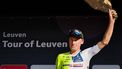 Seocond-placed Dutch Mike Teunissen of Intermarche-Wanty poses on the podium of the one-day cycling road race of Tour of Leuven, Memorial Jef Scherens, in Leuven, on August 15, 2024. 
MAARTEN STRAETEMANS / Belga / AFP