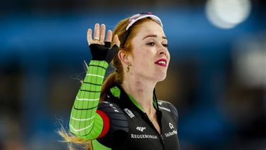 HEERENVEEN - Antoinette Rijpma-de Jong reageert na de 1500 meter op de eerste dag van het World Cup kwalificatietoernooi schaatsen in Thialf. ANP VINCENT JANNINK