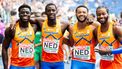 ROME - Elvis Afrifa, Taymir Burnet, xavi Mo Ajok en Nsikak Ekpo in actie op de 4x100m estafette op de vijfde dag van de Europese kampioenschappen atletiek. ANP IRIS VAN DEN BROEK